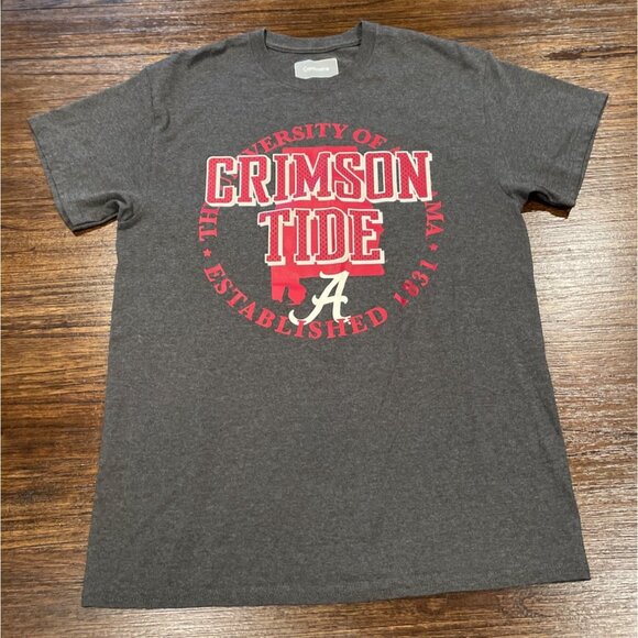 University of Alabama Crimson Tide Sz M Gray Graphic Logo Tee Captivating - Picture 1 of 8